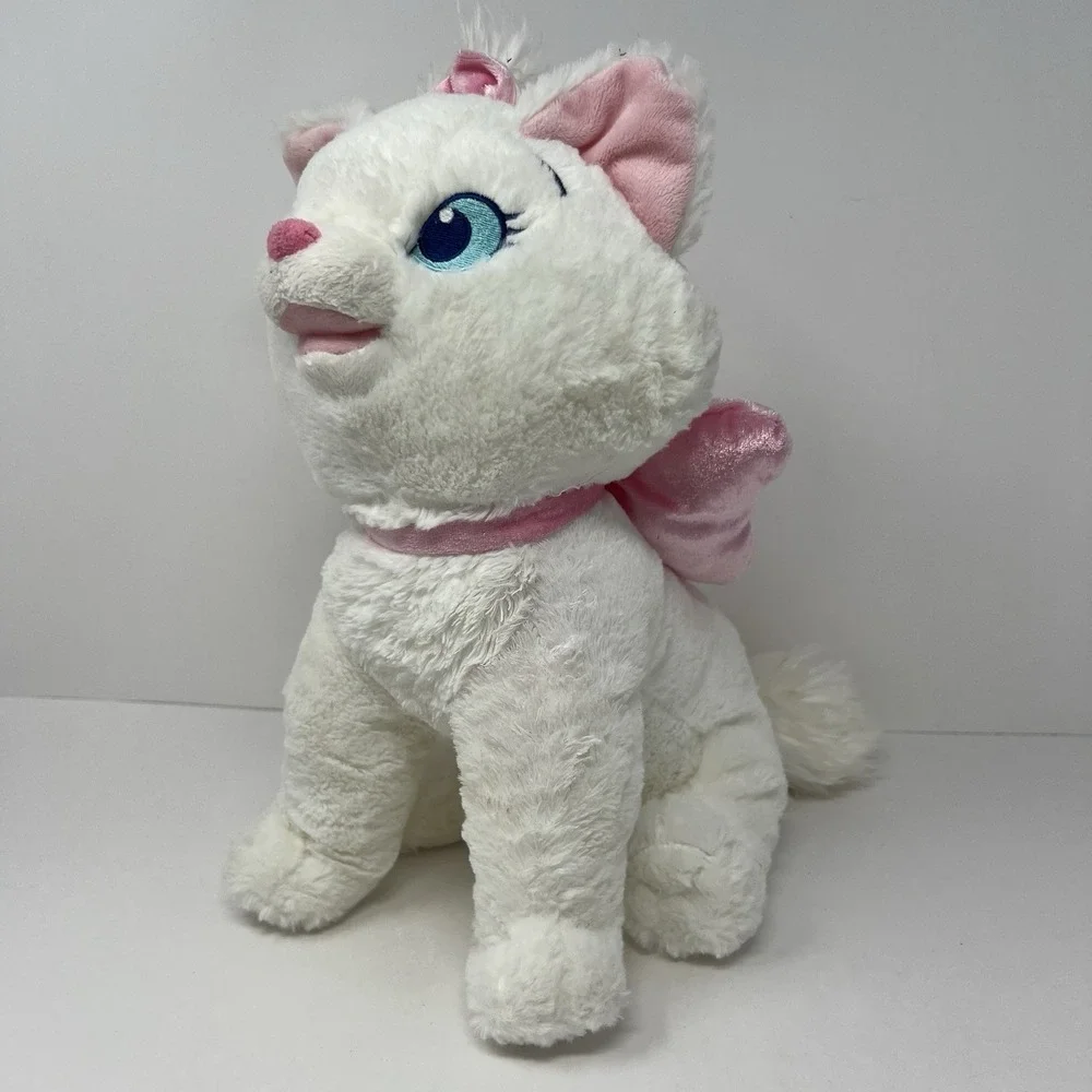Genuine Disney Aristocats Marie White Cat Plush with Pink Bow Stuffed Animal